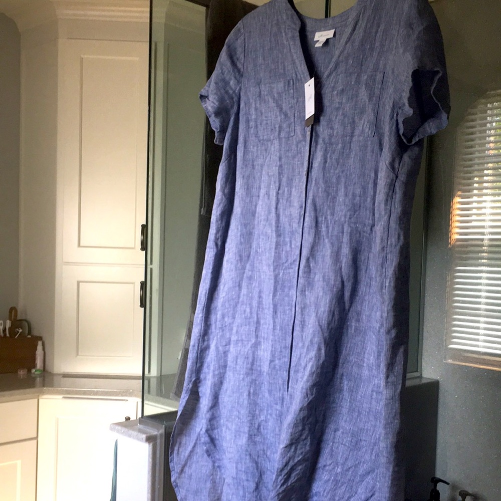J. Jill NWT, blue linen dress/layered piece, PM